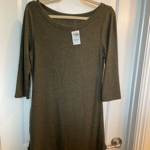 Olive green thin sweater dress